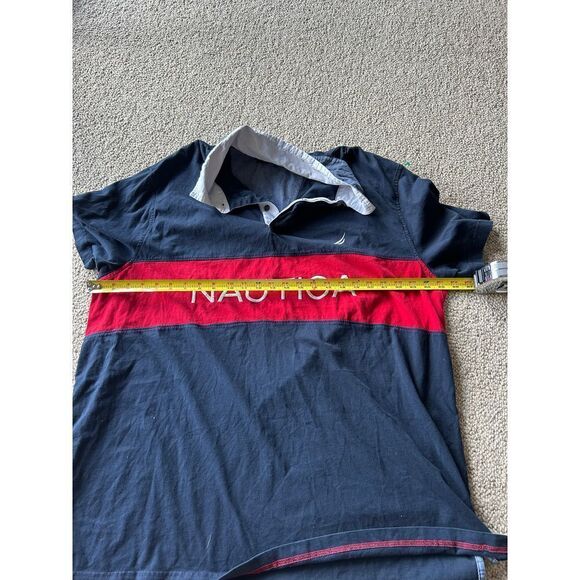 Nautica Navy Blue Polo Shirt 3XL Red Stripe Classic Casual Sport Golf Y2K - Picture 6 of 6